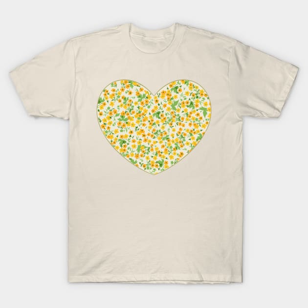 Retro flower heart T-Shirt by Laura Beth Art